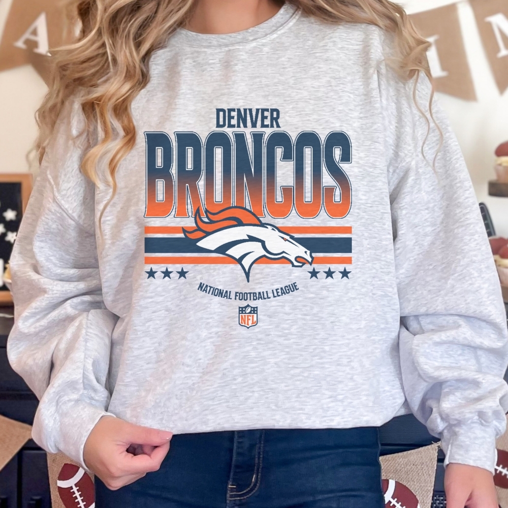Denver Broncos Football Crewneck Sweatshirt NEW